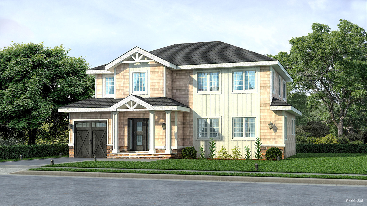Exterior rendering for House in PlainView NewYork Architectural Rendering