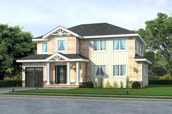 Exterior Rendering For House In Plainview Newyork 3D View